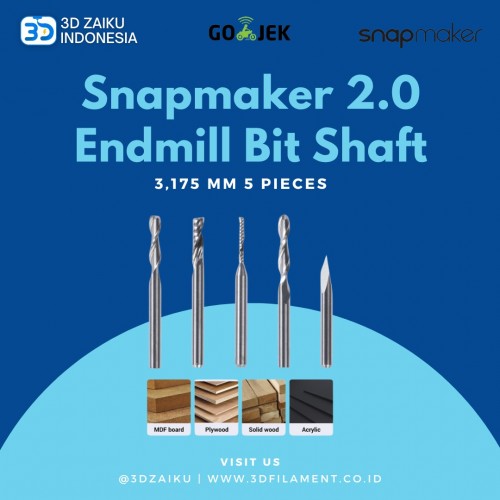 Original Snapmaker 2.0 CNC Router Endmill Bit Shaft 3,175 mm 5 Pieces